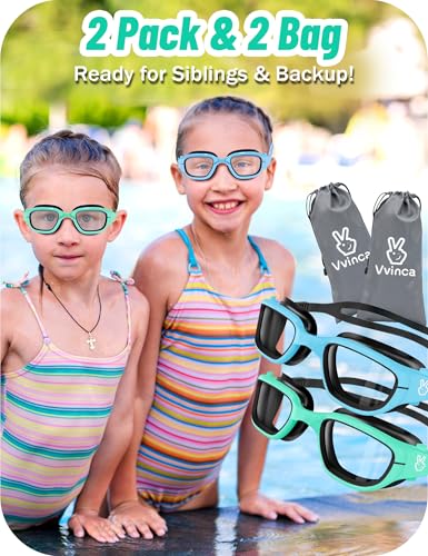 Vvinca Kids Swim Goggles, Swimming Goggles for Toddlers Kids 3-14 Anti-Fog UV Protection No Leak Pool Glasses for Boys Girls