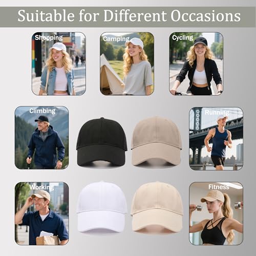 Mytephoon 2 Pack Cotton Plain Baseball Caps for Men Women, Adjustable Soft Blank Hat, Gift for Dad Mom Husband Wife