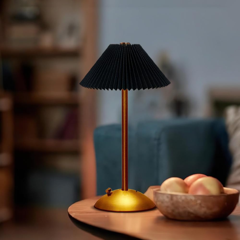 EJFOIEJ Portable LED Table Lamp, Touch Sensor, 3 Color Modes, Rechargeable, Metal, Black, Model C34bz-02