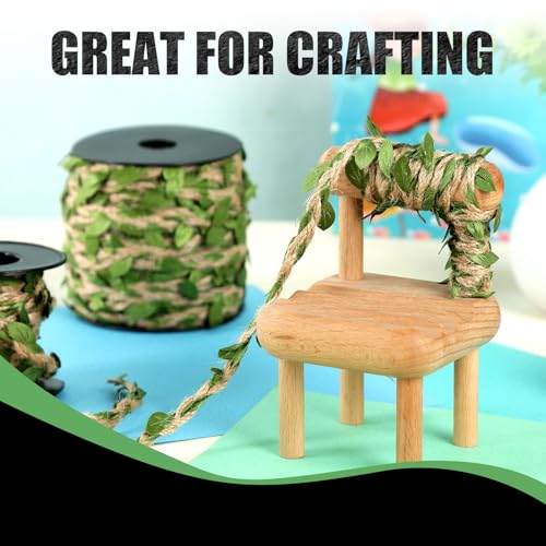 Radix Rope Natural Jute Twine with Green Leaf - 33 Feet (10 Meters) | Decorative Garden String for Gift Wrapping, Crafts, ...