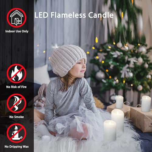 Softflame Flameless LED Candles with Remote Control, 4"x 8.3"Flickering 3D Moving Flame Battery Operated Candles in Real Wax Shell for Indoor Use, Home Decor White