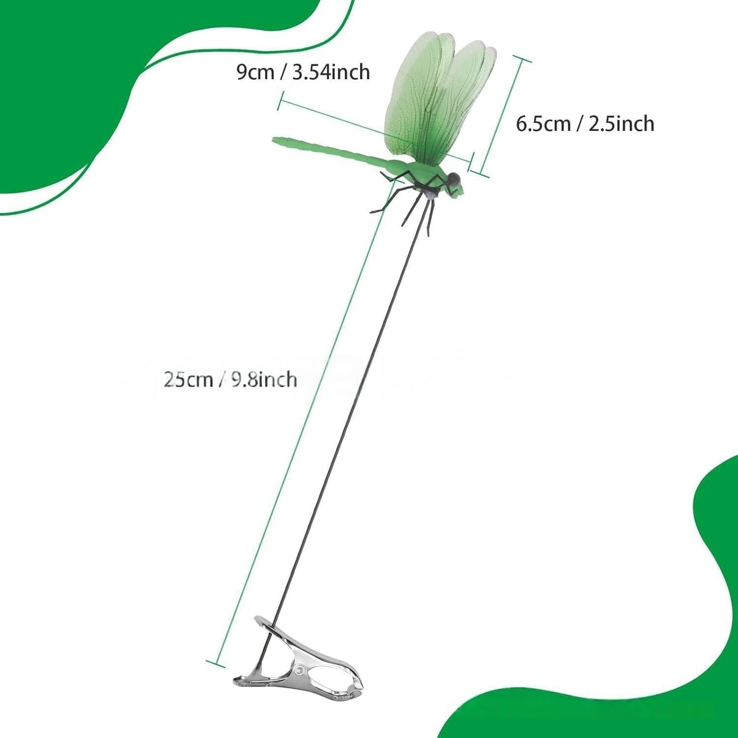 3D Fake Dragonfly Clip - Decorative Fly Repellent Clip Dragonfly Design for Home Garden Outdoor Decor & Pole Mounting