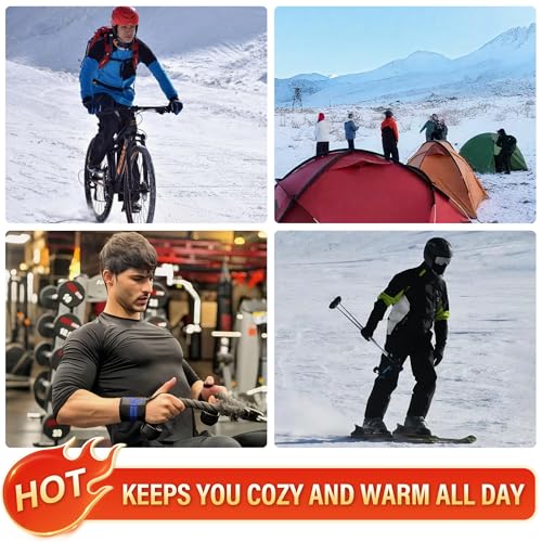 HovSiyla Men's Thermal Underwear Long Johns Fleece Lined Compression Pants Shirts Tops Athletic Base Layer Set Cold Weather