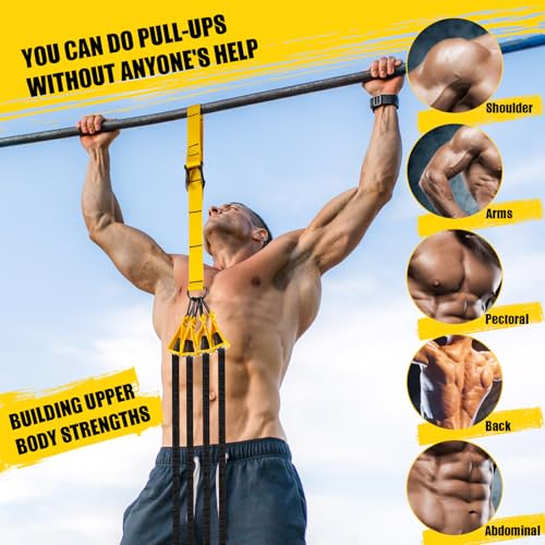 Pull Up Assistance Bands, 4 Adjustable Heavy Duty Resistance Bands for Pull Up Bar, Pull Up Assist Bands with Fabric Feet/...