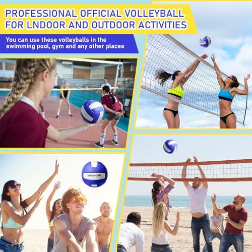 Soulchen 4 Pack Volleyball Official Size 5 Soft Official Volleyballs Kits with Pump Needles Mesh Bag Beginners Training Eq...