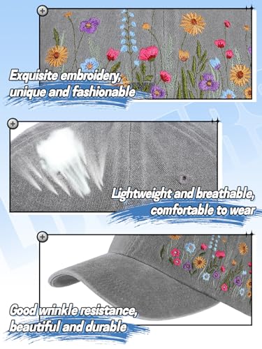 Biggun Trendy Embroidered Baseball Cap for Girls Women Men - Adjustable Soft Breathable Hats for Casual Wear