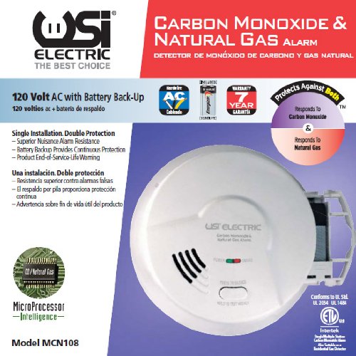 Universal Security Instruments Hardwired 2-in-1 Carbon Monoxide & Natural Gas Smart Alarm with Battery Backup, Model MCN108