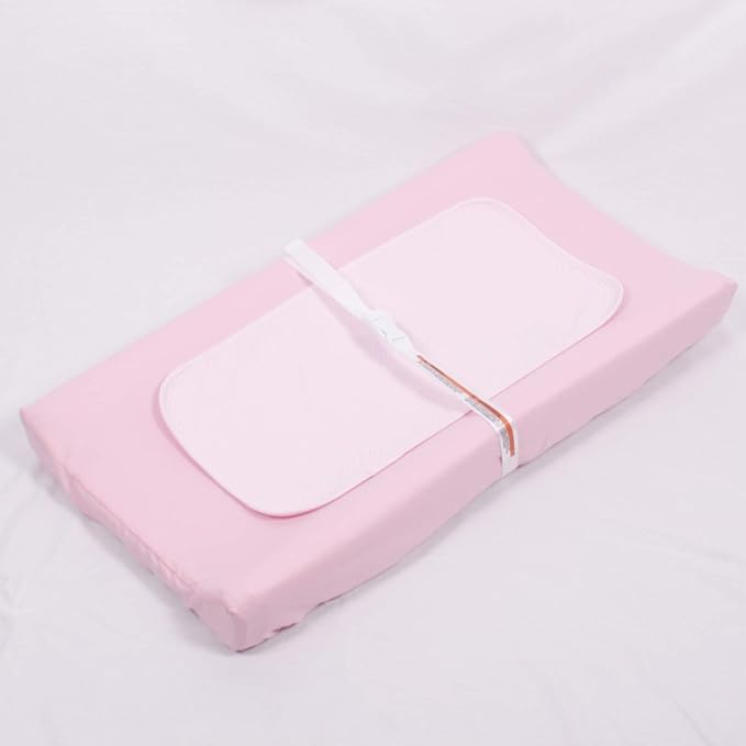 Belsden 2 Pack Microfiber Soft Changing Pad Cover Set, with 2 Considerate Safety Belt Holes, Durable Diaper Change Table Sheet Set for Baby Boys Girls, 16''x32''x8'', Pink & Grey Colors
