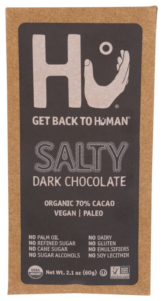 Hu Salty Dark Chocolate, Natural Organic Vegan, Gluten Free, Paleo, Non GMO, Fair Trade Dark Chocolate, 2.1oz
