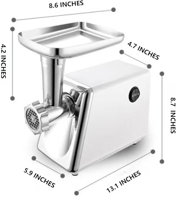 Electric Meat Grinder, Multifunctional Household Food Processing Machine, Stainless Steel White