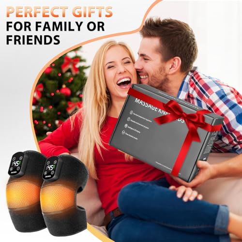 Actda Cordless Knee Massager for Pain Relief, Electric Heated Knee Warmer with 5 Heat Levels and 3 Massage Modes, Portable...