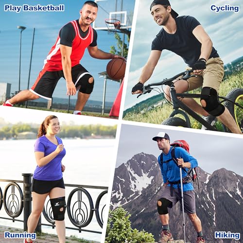Hinged Knee Brace for Men and Women, Front Open Knee Brace with 2 Compression Straps and Dual Removable Side Stabilizers, ...