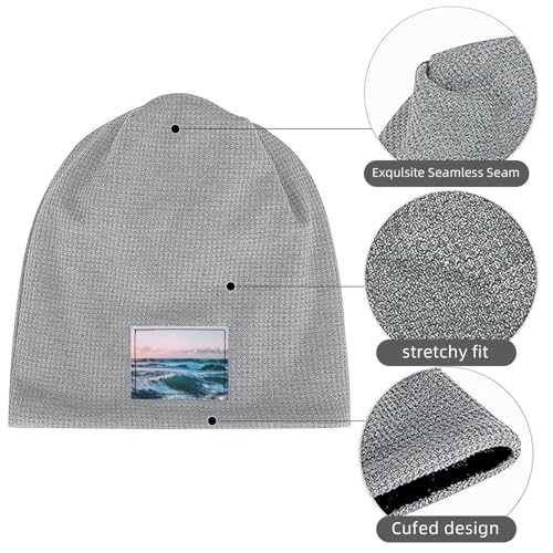 Ocean Waves Print Lightweight Waffle Pullover Hat Men Women Winter Headwear Outdoor Camping Travel