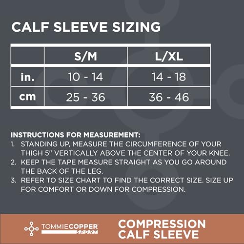 Tommie Copper Calf Compression Sleeve (L/XL, Black), 15-20 mmHg, 4D Stretch & Non-Slip Fit for Targeted Support, Patented ...