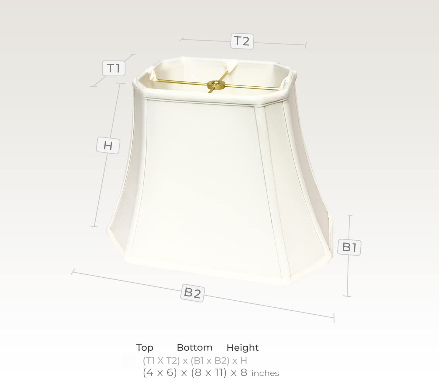 Royal Designs Rectangle Cut Corner Lamp Shade, DBS-710-11WH, Silk, 6 x 11 x 8, White