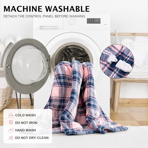 PTQ Electric Blanket Wearable Heated Shawl with Hood & Pockets – 6 Heat Settings, 4H Auto-Off, Flannel & Sherpa Reversibl...