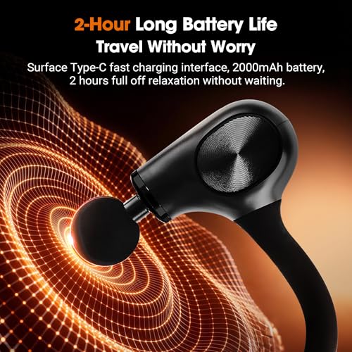 UFFAE Brushless Motor Massage Gun with Upgraded Extension Handle, Back Massager for Pain Relief Deep Tissue with 4 Massage...