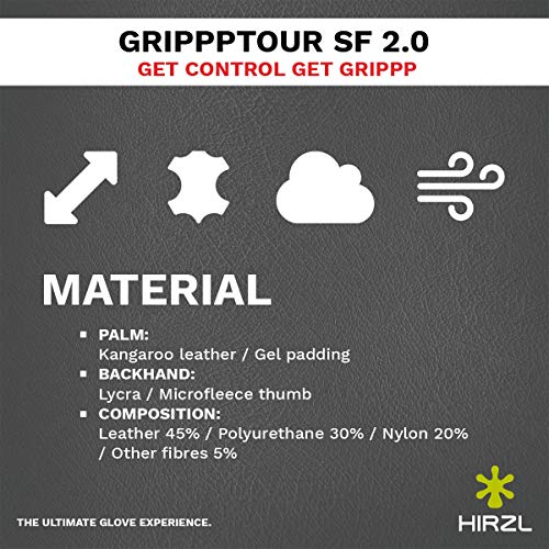 HIRZL Grippp Tour SF 2.0 Leather Bike Gloves, Short Finger, Breathable, Foam Padded, Anti-Slip, Sweat and Water Resistant,...