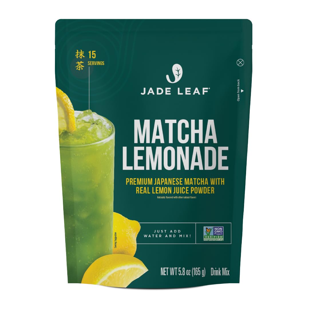 Jade Leaf Matcha Organic enhanced Ceremonial Grade Matcha Green Tea Powder - Japanese - Culinary Ingredient Ceremonial Barista Teahouse Latte Collagen 5.8 Ounce (Pack of 1) Matcha Lemonade