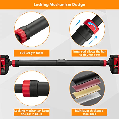 Adjustable Pull Up Bar for Doorway - Upper Body Workout Training Bar with Locking Mechanism, No Screw Installation, Portab...