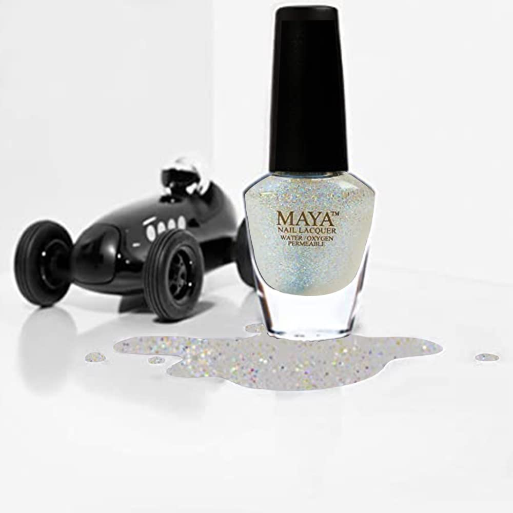 MAYA Nail Lacquer (Glitter Top Coat Nail Polish). Breathable, Halal, Made in the USA