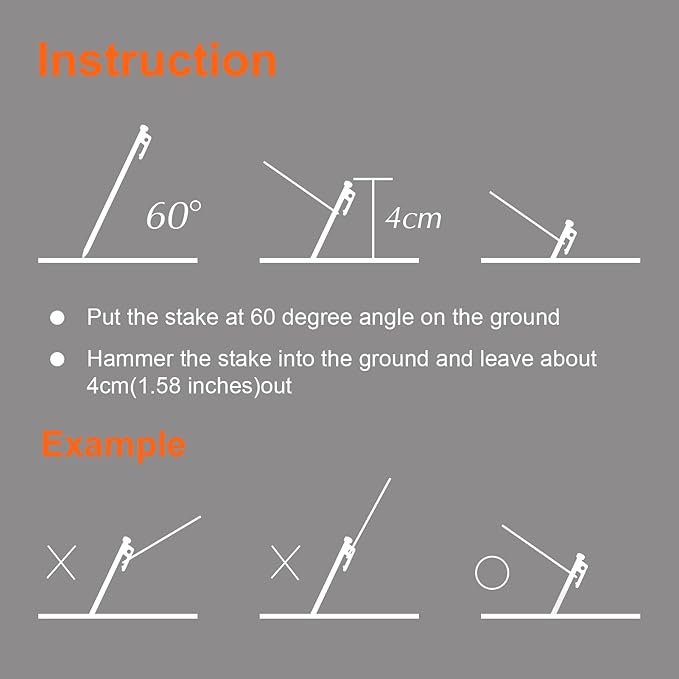 Eurmax USA 10 inch Multiuse Heavy Duty Steel Tent Stakes Tarp Pegs Camping Stakes for Outdoor Camping Canopy and tarp with 4 Ropes 10FT Length,4pcs(Orange)