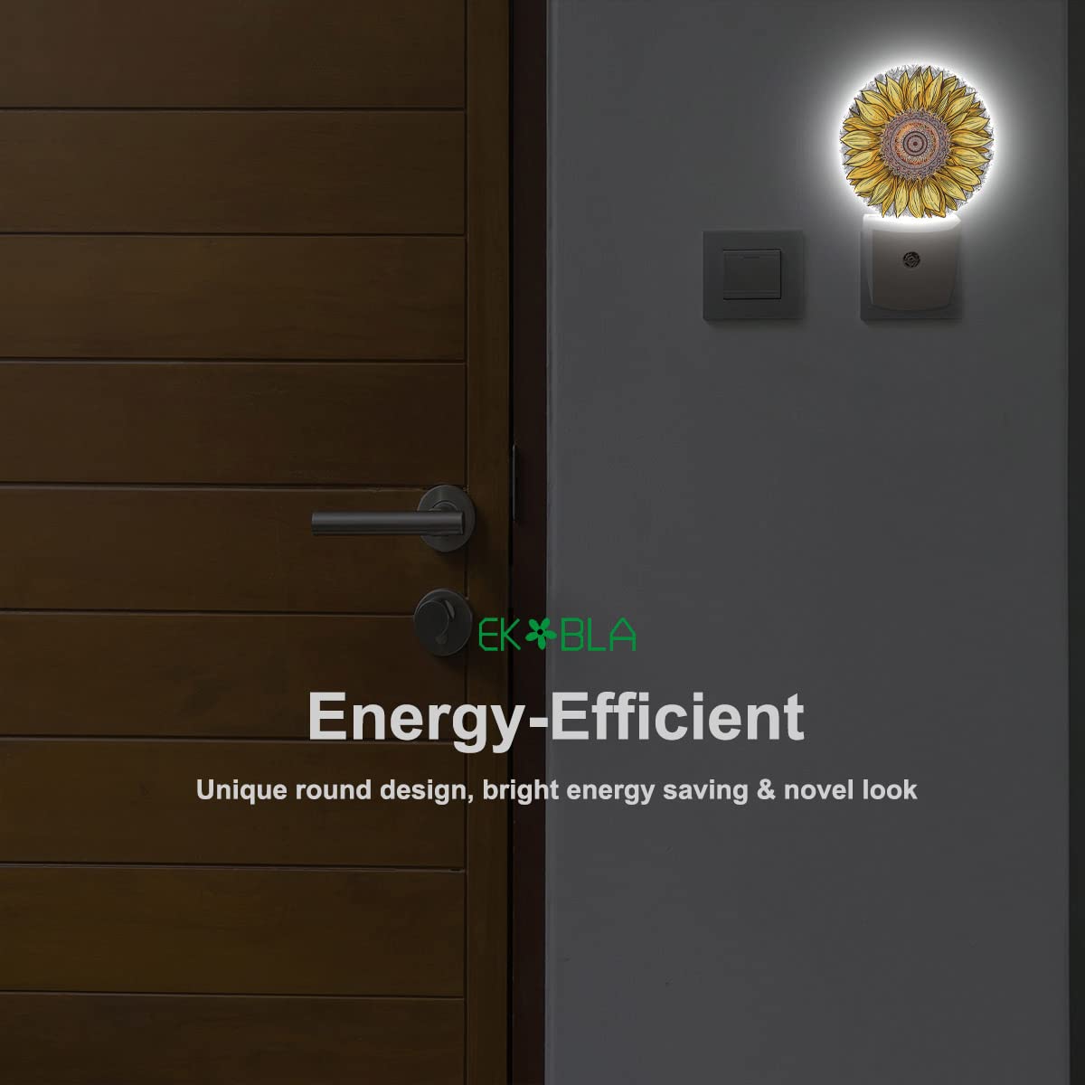 Ekobla Sunflower Night Lights Plug Into Wall Boho Yellow Flower Plug-In Nightlights Gifts For Women Mom Grandma Dusk To Dawn Sensor Led Round Nightlight Home Decor
