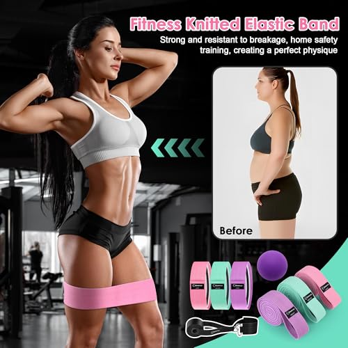 Goocrun Fabric Resistance Bands for Working Out, Wide Booty Belt with Multiple Resistance Levels. Yoga Balance Balls. Grea...