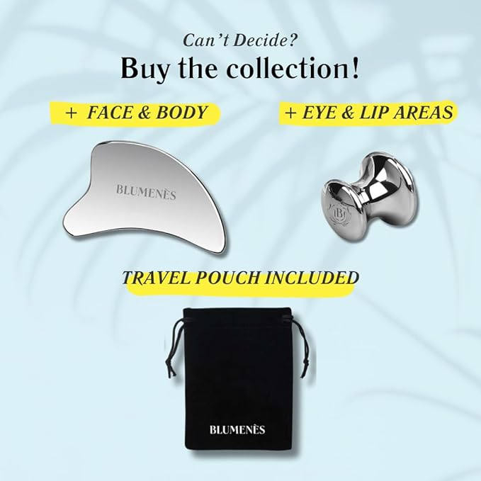Blumenes - Mushroom Gua Sha Tool - Stainless Steel Massage Tool for Face & Body - Cold & Heat Retention for Relaxing Spa Experience - Durable Stainless Gua Sha for Enhanced Skincare Routine
