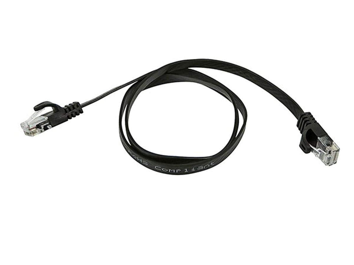 Monoprice Cat6 2Ft Black Flat Patch Cable Utp 30Awg 550Mhz Pure Bare Copper Snagless Rj45 Flexboot Series Ethernet Cable