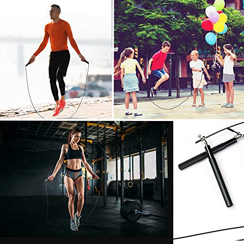 Speed Skipping Rope Adjustable Jumping Rope with Aluminium Alloy Handle and Ball Bearing Tangle-Free Exercise Rope for Hom...