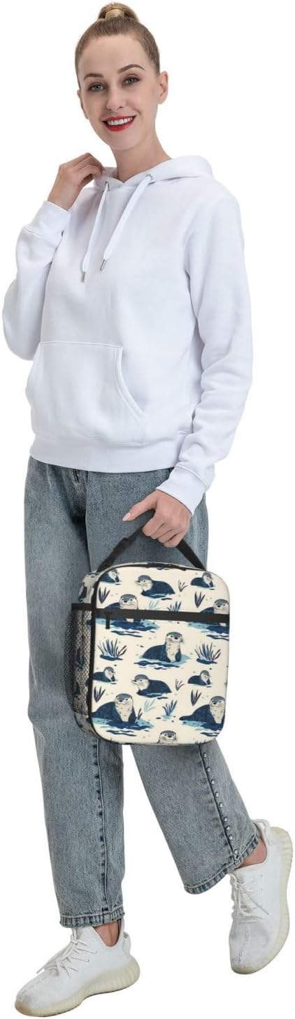 Otter Lunch Box Insulated Lunch Bag for kids Girls Boys,Reusable Lunch Box Containers for Women Men,Durable Cooler Tote Bag Lunchbox for Office/School/Picnic