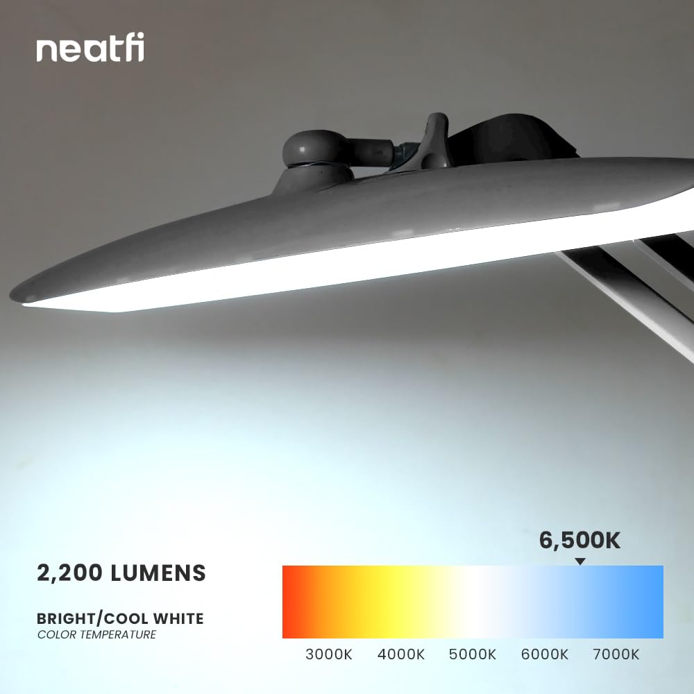 Neatfi XL LED Task Lamp, 2200 Lumens, 24W, Dimmable, Silver, Model 9501LED, Non-CCT, Plastic