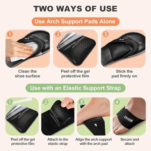 ZAIWOO Wearable Arch Support Inserts for Women & Men – 2 Adjustable Heights, Non-Slip Breathable – Plantar Fasciitis Relie...