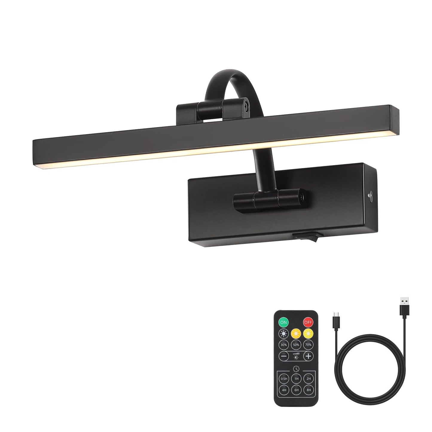 DESOOP Picture Lights for Wall Battery Operated, Wireless Black Art Lighting for Paintings Rechargeable Gallery Lights with Remo