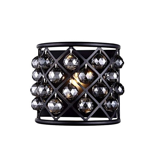 Elegant Lighting Madison Collection 1-Light Wall Sconce, 11.5in x 10.5in, Alloy Steel, Glass, Mocha Brown Finish, Silver Shade, Model 1214W11