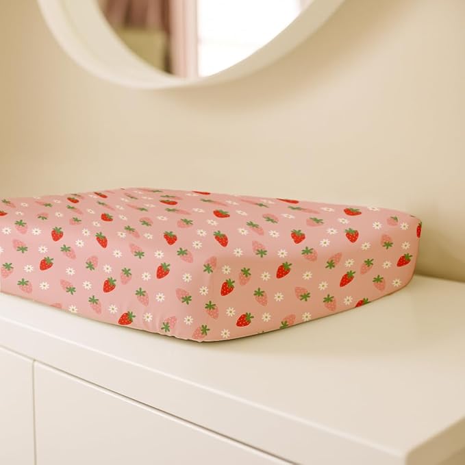 Changing Pad Cover for Baby Boys Girls 2 Pack, Fits Standard 32”×16” Changing Table Pads, Silky Breathable Stretch Knit, Machine Washable (Blush Berry)