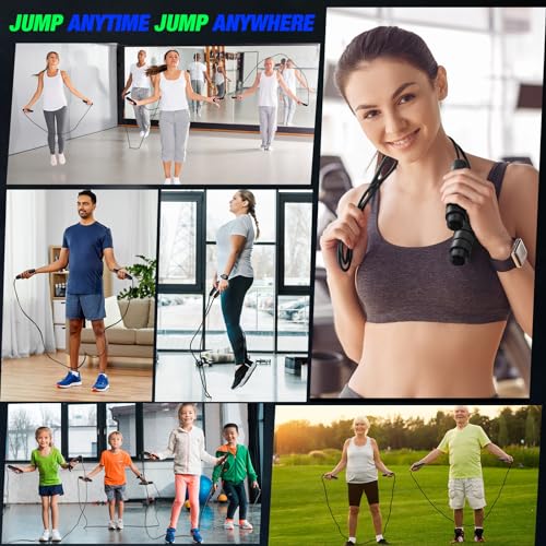 HyDren 24 Pieces Jump Ropes for Fitness with Ball Bearings Speed Jumping Bulk Adjustable Skipping Rope with Foam Handles f...