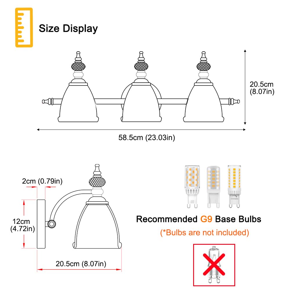 Ditoon Brushed Nickel Vanity Light Antique Bathroom Vanity Light Over Mirror 3 Light Lighting Fixture With Flower Glass Shade Farmhouse Sconces Wall Lighting For Hallway Living Room Bedroom