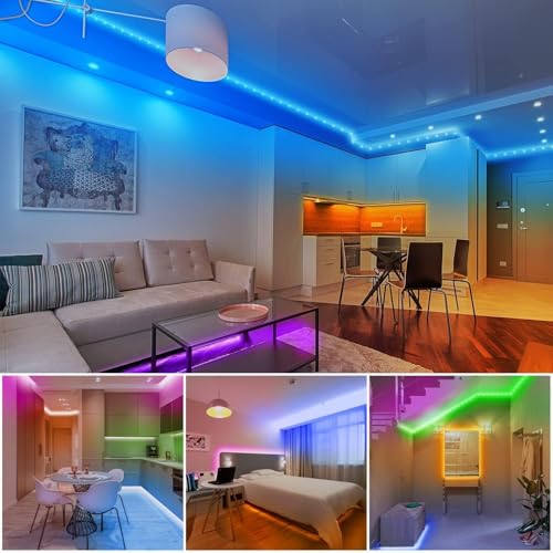dalattin Led Lights for Bedroom 130ft(2 Rolls of 65.6ft), Led Lighting with Remote&App Control, Color Changing Led Lights ...