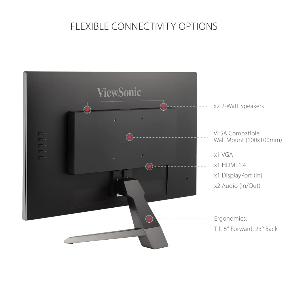 Viewsonic Vx2767-Mhd 27 Inch 1080P Gaming Monitor With 100Hz, 1Ms, Ultra-Thin Bezels, Freesync, Eye Care, Hdmi, Vga, And Dp