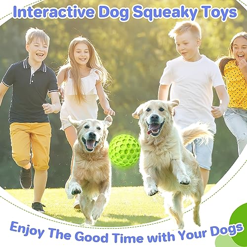DISSKNIC Interactive Squeaky Dog Balls, Dog Toys for Aggressive Chewers Large Breed for Relieving Anxiety, Dogs Chew Toys ...