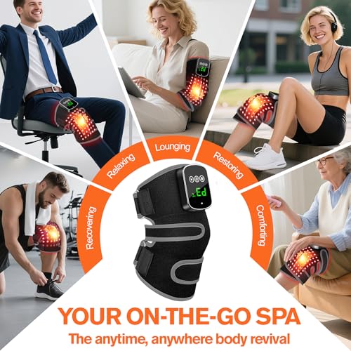 LanSuper Red Light Therapy for Knee, Heated&Vibration Red Light Therapy Knee Brace, Knee Massager for Pain Relief, 660nm&8...