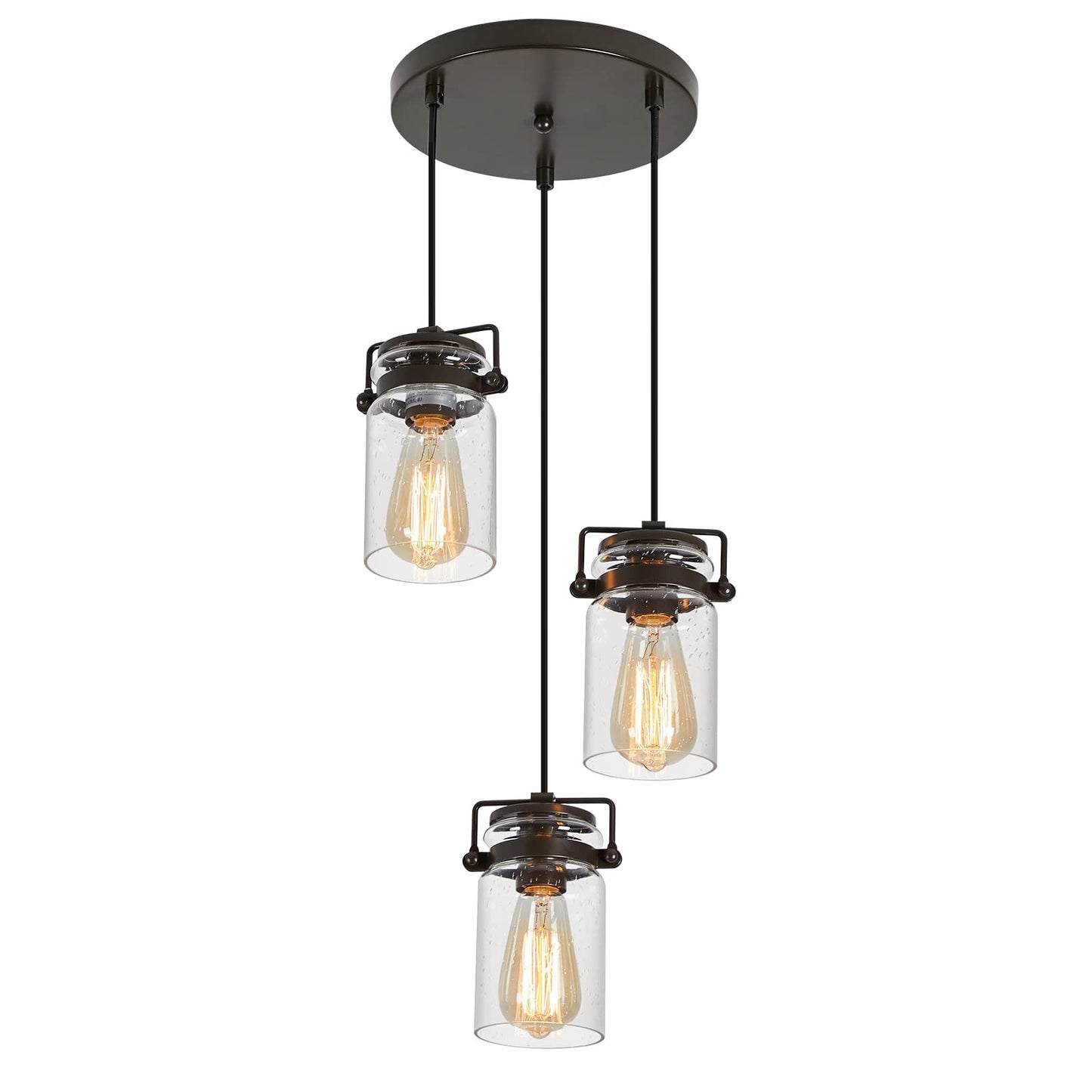 foucasal Kitchen Pendant Lighting Over Island 3 Pendant Lights Black Pendant Lighting Adjustable Farmhouse Ceiling Light for Kit