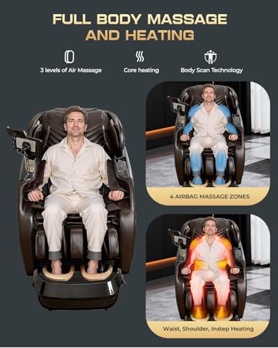 4D Massage Chairs Full Body,Zero Gravity SL-Track Shiatsu Massage Chair Recliner,Core Heating,20 Massage Techniques,Deep Y...