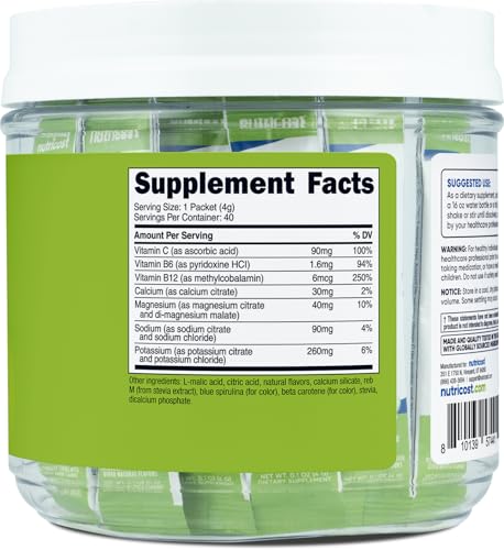 Nutricost Electrolytes Complex, Green Apple Flavored, 40 Stickpacks - Advanced Hydration Complex