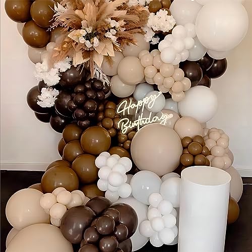 Dark Brown Balloons, 140pcs 18 12 10 5 Inch Different Sizes Pack Party Latex Balloons for BOHO Birthday Halloween Holiday ...