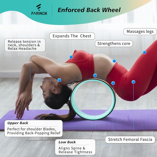 Yoga Wheel for Stretching & Flexibility to Help Back Aches & Tension, Deep Tissue Muscle Massage. Back Roller Wheel with E...