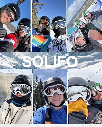 Solifo Ski Goggles for Men & Women, OTG UV400 Protection, Dual Anti-Fog Lens, Spherical Lens for for Skiing & Snowboarding