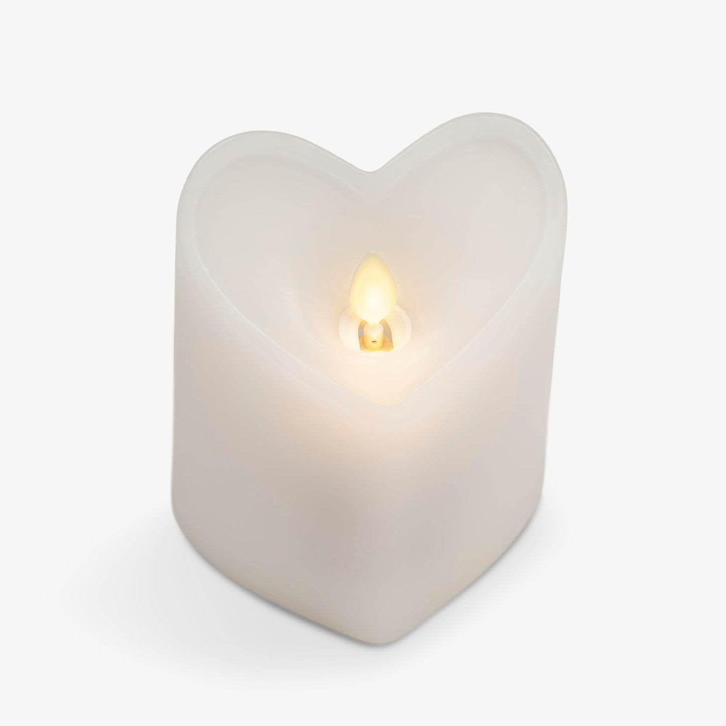 Luminara White Heart Shaped Pillar Candle - Flickering Real-Flame Technology - Remote Ready - Romantic Valentine's Collection - 3.5" x4.5"